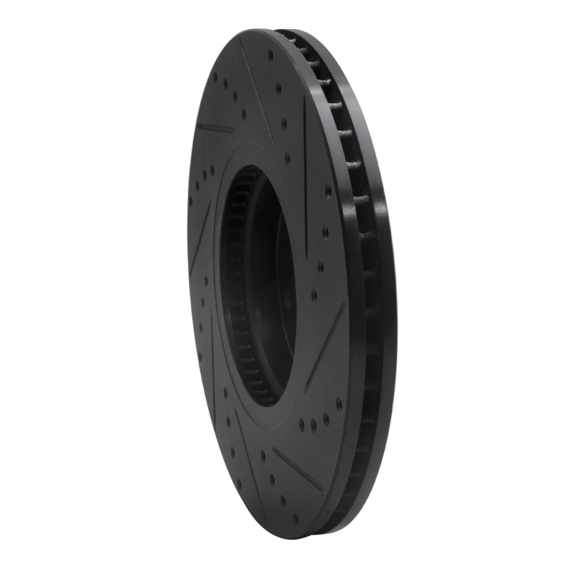 Hyundai Veracruz Brake Rotor (1) - Front Left - R1 Concepts - Drilled & Slotted - Black - `07-`12